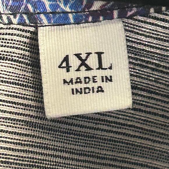 Robert Graham shirt men's 4XL button up blue pattern flip cuff stretch stripe - Picture 9 of 12